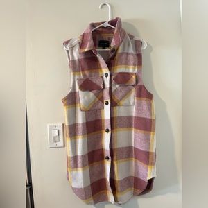 LOVE TREE  fall wool like vest dress in mauve checkers